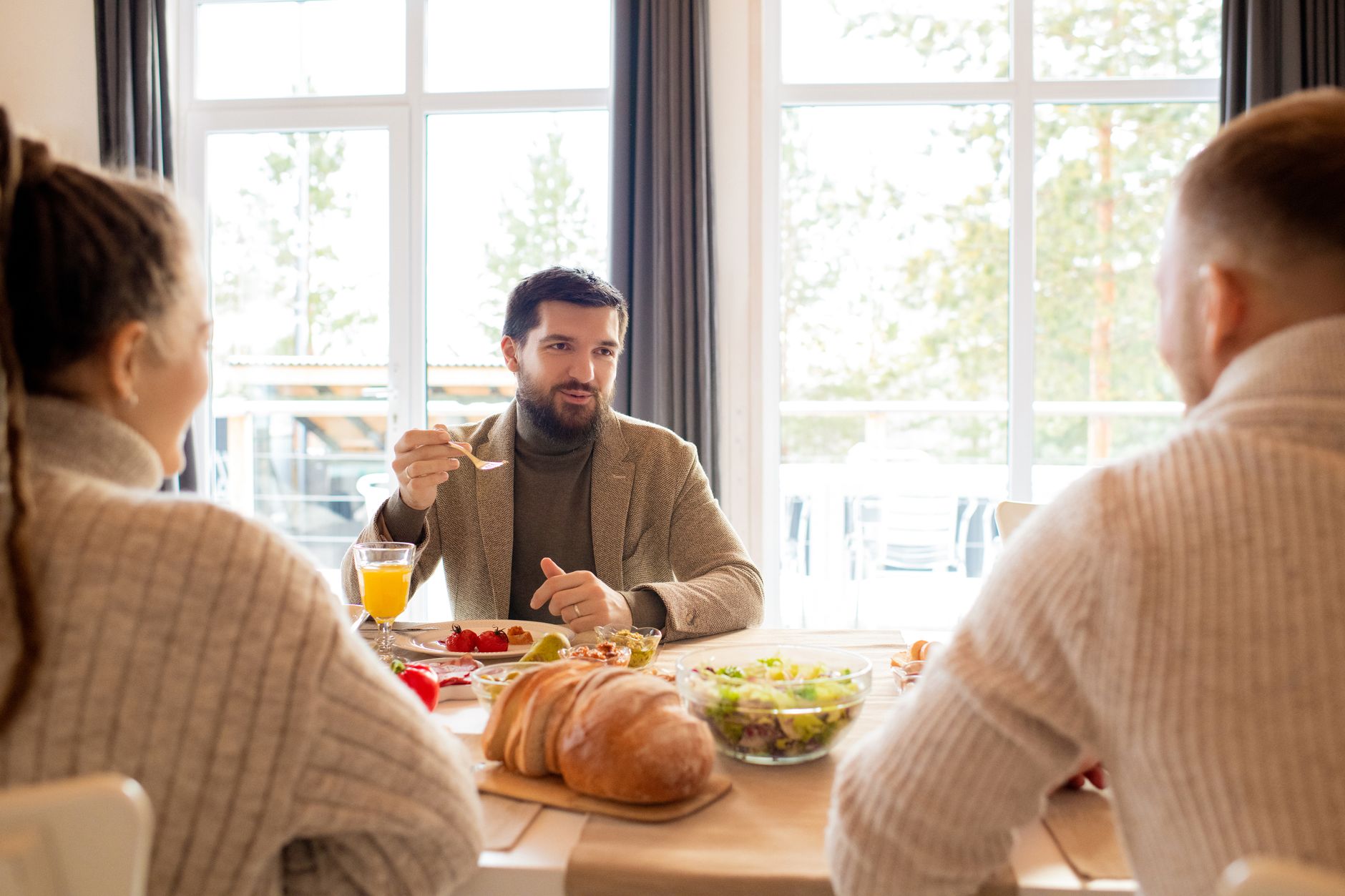 An Indian family sharing a healthy home-cooked meal together