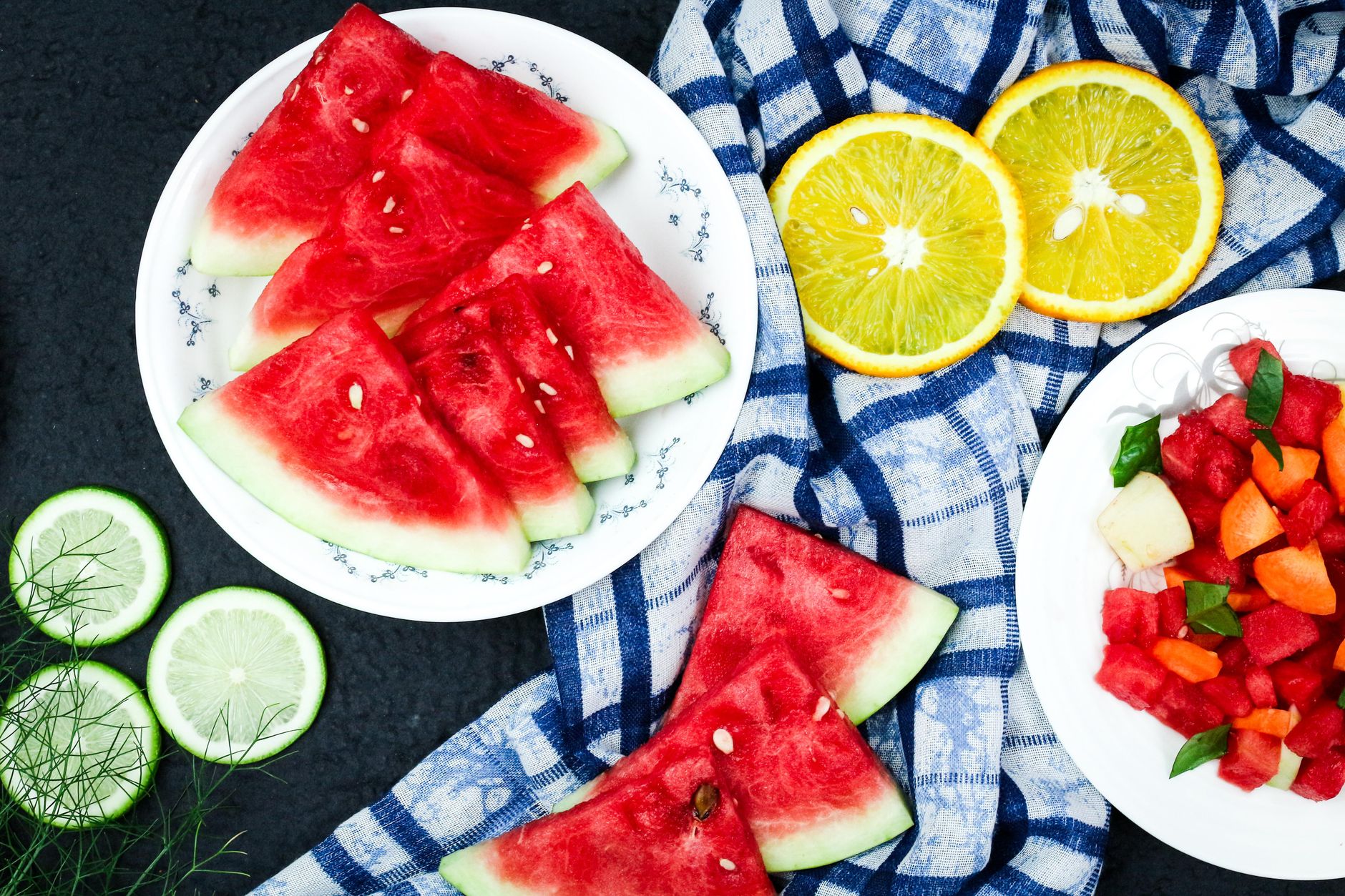 A balanced plate of colourful vegetables and fruits representing a heart-healthy diet