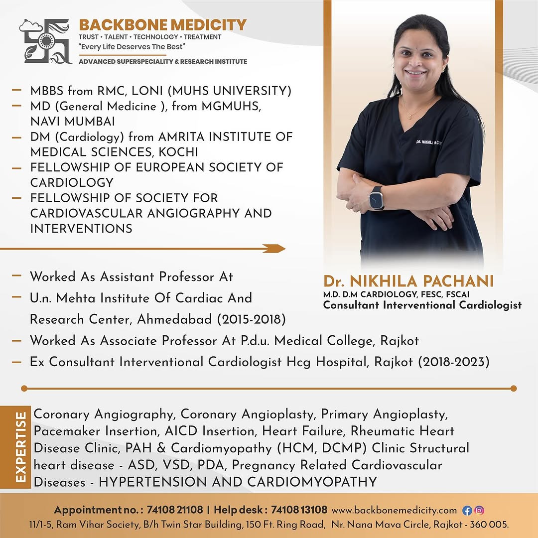 Meet Dr. Nikhila Pachani – Consultant Interventional Cardiologist at Backbone Medicity, Rajkot — image 1